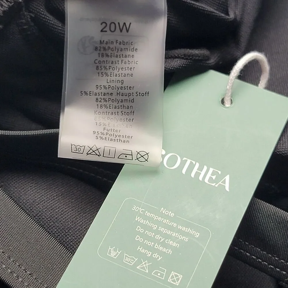 NWT Sothea Plus Size 20W One Piece Swim Dress Black Tummy Control Swimwear - Picture 6 of 9
